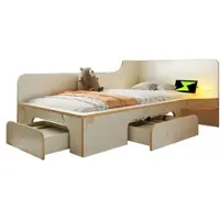 MODFU Méridienne - Canapé Chaise Longue 2 Places Poches Latérales Avec Coussin Tissu Chenille Kaki