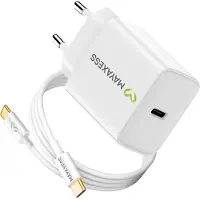 Avizar Mayaxess, chargeur 20W pour Galaxy S25 Plus avec 1m de câble USB-C, blanc