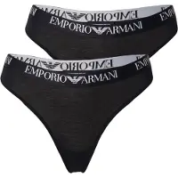 Emporio Armani pour femme. EW000402_AF13033 Lot de 2 strings Coton essentiel noir (XS), Homewear