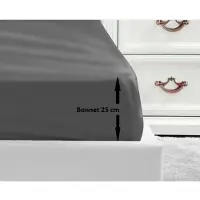 Lovely Home Drap Housse 100% Coton 90x190x25 Cm Gris Foncé