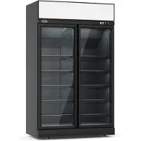CombiSteel Réfrigérateur à 2 portes vitrées, noir, Ins-1000R Bl