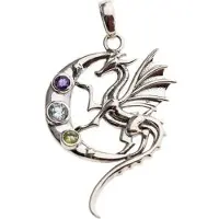 BERK Pendentif "Dragon en croissant de lune, (Argent 925)