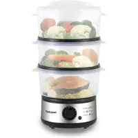 Techwood Cuiseur vapeur 7.5L, Cuiseur vapeur + cuiseur à riz, Transparent
