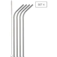 Weis Paille à boire en acier inoxydable coudée - Ensemble 4, Pailles, Argent