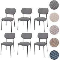 Mendler Lot de 6 chaises de salle à manger HWC-O26, chaise de cuisine, chaise rembourrée, Velours (330 g/m²), tissu/textile, métal gris foncé