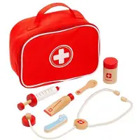 MOLTO Doctor Maletin With 7 Wood Accessories 23x16x8 Cm Rouge