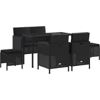 vidaXL Ensemble de jardin 6 pièces avec coussins Noir Poly Rattan