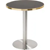 Oviala Table à manger ronde 60 cm plateau noir/doré et pied argenté - Montmartre