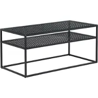 Wohnling Table basse rectangulaire en verre 100 cm Noir Table de salon moderne avec structure métallique et tablette au design industriel Table basse avec plateau en verre