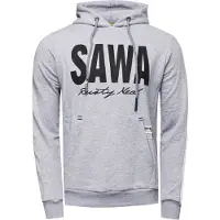 O46rn Sweat à capuche sportif pour homme avec grand imprimé et inscription sur le devant. Sweat à capuche gris 19154