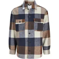 Jack & Jones Chemise 'JJEBradley Ollie' bleu marine / cognac / blanc naturel