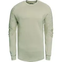 O46rn Sweat-shirt homme style urbain, manches côtelées, pull-over 19056, vert clair