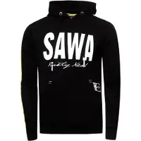 O46rn Sweat à capuche sportif pour homme avec grand imprimé et inscription sur le devant. Sweat à capuche noir 19154