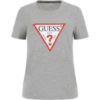 GUESS T-shirt gris chiné / rouge vif / noir / blanc