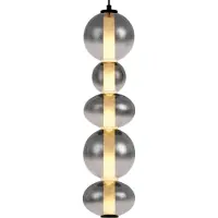 QAZQA Suspension Art Déco Noire avec Verre Clair et Fumé 5 Lampes LED Incluses - Lizzy