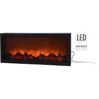 By Lille Vilde Cheminée électrique | Feu de cheminée avec effet de flamme LED électrique boîtier métallique noir 57x25 cm