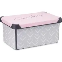 BigBuy Storage Box with Lid Vibes Grey Pink Plastic 10 L 22,7 x 16,5 x 34,5 cm (12 Units)