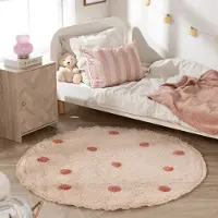 Little Olly Tapis rond pour chambre d’enfant – Lou Dots Terracotta | Ø 120cm | Rond | Pile courte