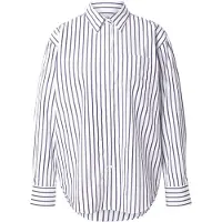 Gant pour femme. 4300239 Chemise classique en popeline rayée marine, coupe décontractée (40), Casuel, Coton, Manche longue