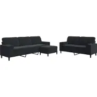 vidaXL Ensemble de canapés 3pcs et coussins et traversins noir velours