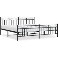vidaXL Cadre de lit avec tête et pied de lit en métal noir 193x203 cm
