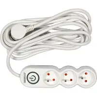 Sthor Barre d'alimentation électrique triple, longueur 5 mètres, avec interrupteur
