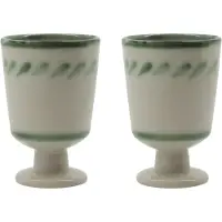 House Doctor Lot de 4 mugs Diva blanc cassé/vert