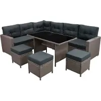 Monster Ensemble de meubles de jardin en poly rotin - Gris