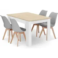Leobert Ensemble Repas - - Mark - Chêne/Chêne Sonoma/Gris - 120 X 80 Cm - 5 Pièces