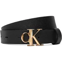 Calvin Klein Ceinture 'Pebble Grain Monogram Buckle' noir