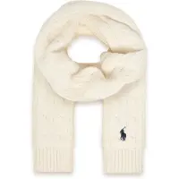 Ralph Lauren unisex. 323953206005 Écharpe en coton à torsades blanches (L/XL), Casuel