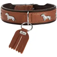 Hunter Collier Teckel München 42/S, cuir de boeuf, cognac/noir (S, Chien, Général)