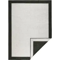 Hanse Home Tapis d'extérieur et d'intérieur , motif Panama, noir et blanc, avec bordure, résistant aux intempéries - 160x230 cm