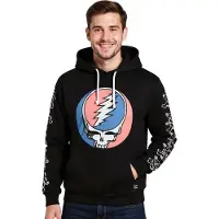 RE:COVERED Sweat à capuche X Grateful Dead pour homme avec logo du groupe imprimé, en coton, manches longues, RCWBROS170, noir