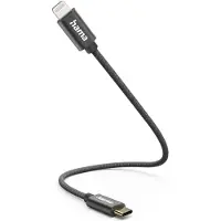 Hama Câble de charge USB-C - Lightning, 0,2 m, nylon, noir