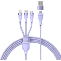 Baseus 3W1 Flash Usb Cable Series 2, Usb-C + Micro Usb + Lightning, 100W, 1.2M (Purple)