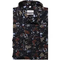 Seidensticker Chemise coupe classique - Imprimé bleu marine - Sergé - Business Kent - Taille XXL