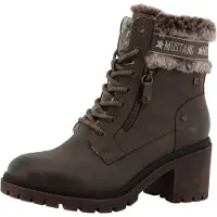 Mustang Bottines à lacets 'Leila' brun foncé
