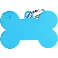 My Family Étiquette d'identification pour chien Bone Aluminium bleu clair, 4.8x3.1cm (1 pc) (XL, Chien, Général)