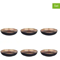 Bjorn Lot De 6 Assiettes Creuses En Grès Marron D22.5