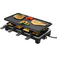 Kitchenbrothers Assiette Gourmet 8 personnes - Set avec casseroles et spatules - 46,5 x 23 cm - 1500W - Noir