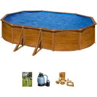 Gre Steel Pacific Wood Aspect Pool 610x375x120 Cm Marron 610 x 375 x 120 cm