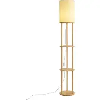 QAZQA Lampadaire moderne en bois avec abat-jour beige - Stojon
