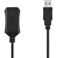 Nedis Active USB cable - USB 2.0 - USB-A mâle - USB-A femelle - 480 Mbps - 5.00 m - Rond - Nickelé - PVC - Cuivre - Etiquette