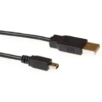 ACT Câble USB 2.0, A - 5 pin Mini B 5.0m, 5 m, USB A, Mini-USB B, Mâle/Mâle, Noir