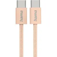Hama Câble de charge "Fabric" USB-C - USB-C, 1 m, nylon, Orange