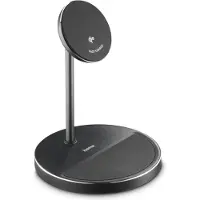 Hama Chargeur sans fil Qi2, charge rap. pr ind., station chrge 2 en 1, 15 W