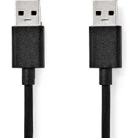 Nedis Câble USB | USB 3.2 Gen 1 | USB-A mâle | USB-A mâle | 5 Gbit/s | Nickelé | 1,00 m | Rond | PVC | Noir | Étiquette