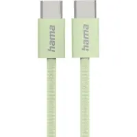 Hama Câble de charge "Fabric" USB-C - USB-C, 1 m, nylon, Vert