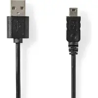 Nedis Câble USB | USB 2.0 | USB-A Hane | Mini 5-Pin Hane | 480 Mbps | Nickelplaterad | 2.00 m | Rond | PVC | Svart | Label